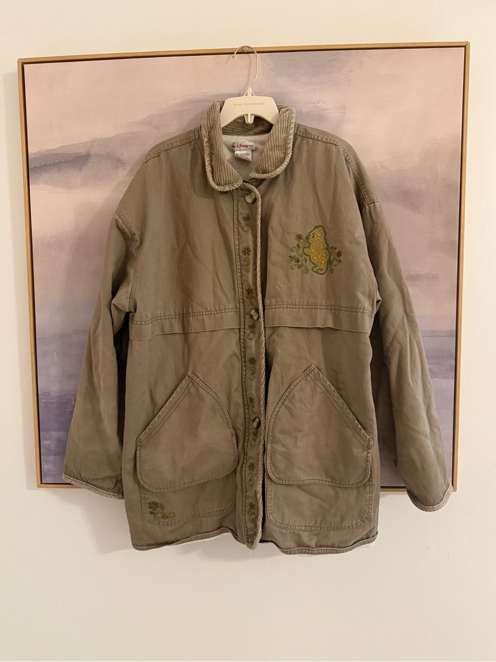 Vintage 90s Disney Store Eeyore‎ Embroidered Barn Jacket Floral Folk Art